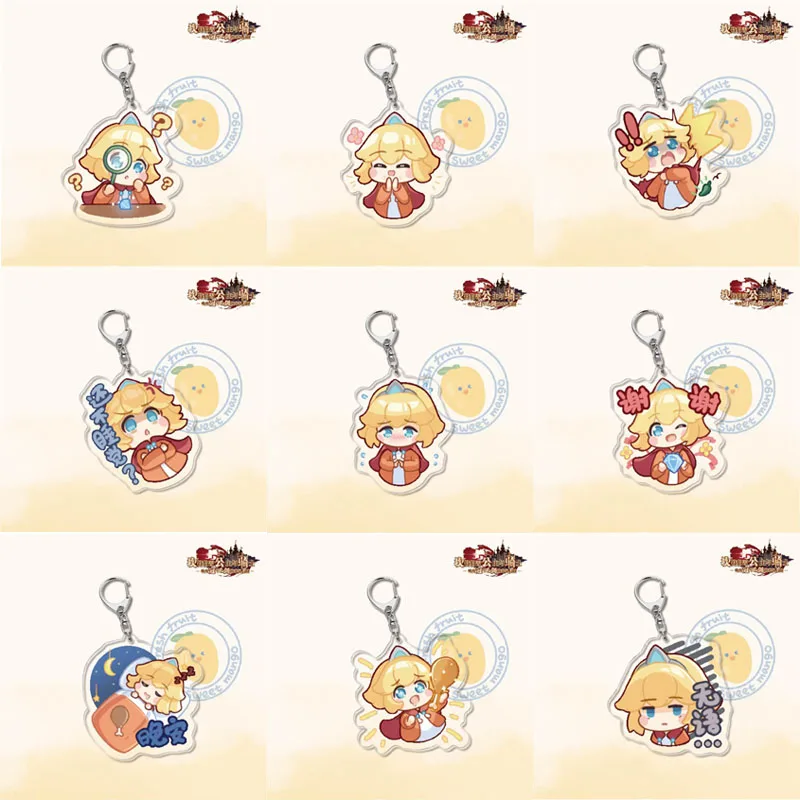 الكرتون Guardian حكايات أنيمي المفاتيح مزدوجة الوجهين الاكريليك أرقام مفتاح سلسلة حلقة قلادة اكسسوارات النساء الرجال المجوهرات هدية #1