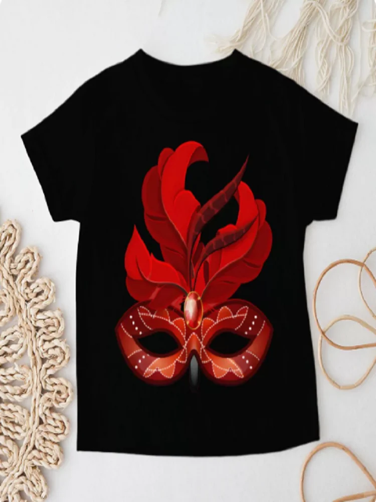 Carnival-themed children's cartoon-inspired trendy T-shirt – cross-border size: Medium/Large for children – casual outerwear