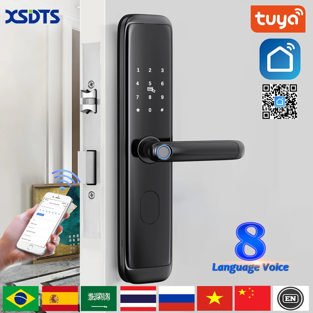 Tuya Smart Lock Wirelss With Wifi  Aluminum Alloy Fingerprint Unlock Support USB Emergency Charge Handle Direction Adjustable