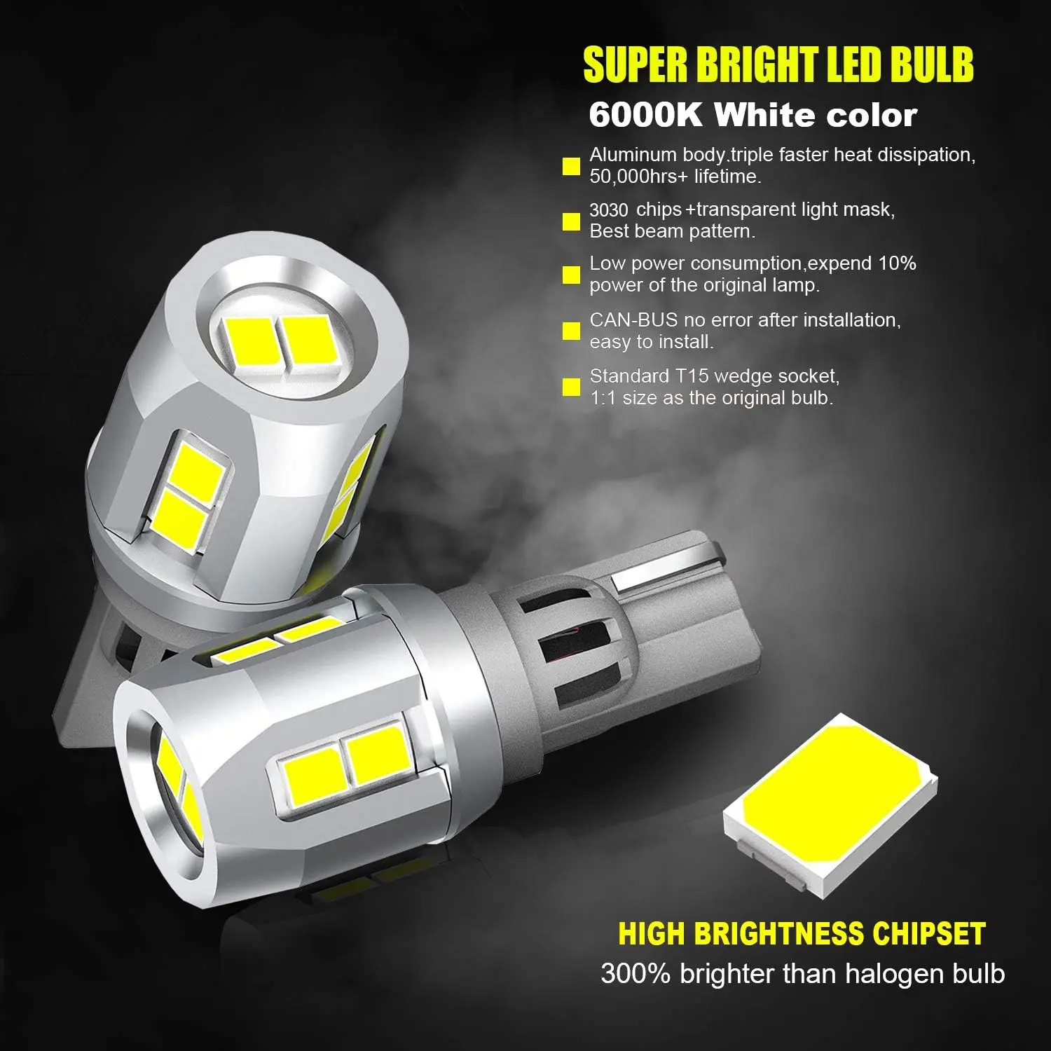 5GS Diseño 1:1 de alto rendimiento 3030-10SMD 921 912 Bombillas LED blancas brillantes para luces de marcha atrás de respaldo