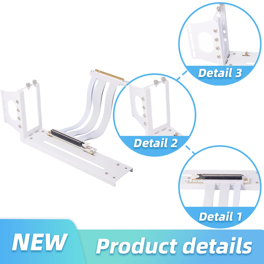 PCIE 5.0 X16 Graphics Card Extension Riser Cable 90 Degree Bend Adapter 32GT/s GPU Support Bracket Vertical Mount for AI PCI-E