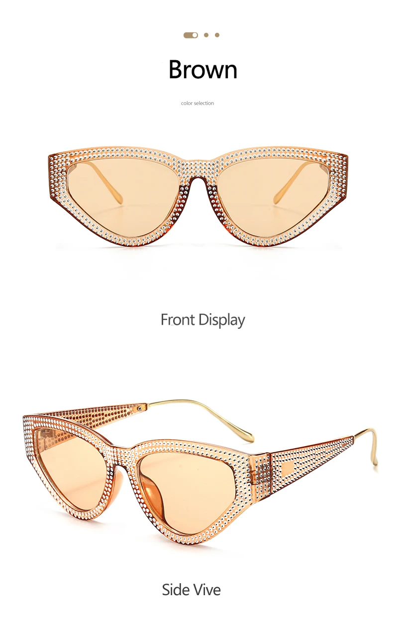 Stilvolle Voll-Diamant Katzenaugen-Sonnenbrille für Damen Unisex Internet-Berühmtheit Streetstyle-Brille 5127 – Detail 15