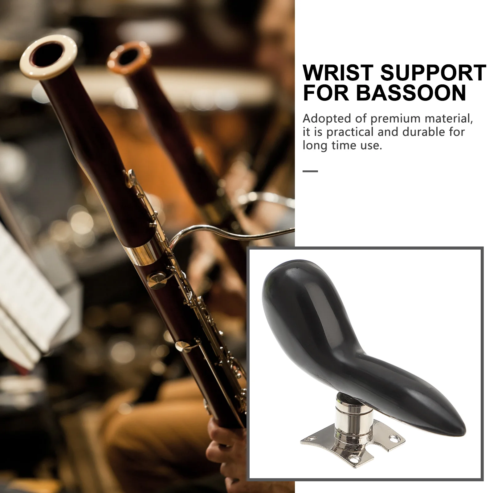 

1Pcs Professional Bassoon Hand Rest Handle Base Black Ergonomic Wrist Support Pad for Long Time Playing Bassoon Hand Support