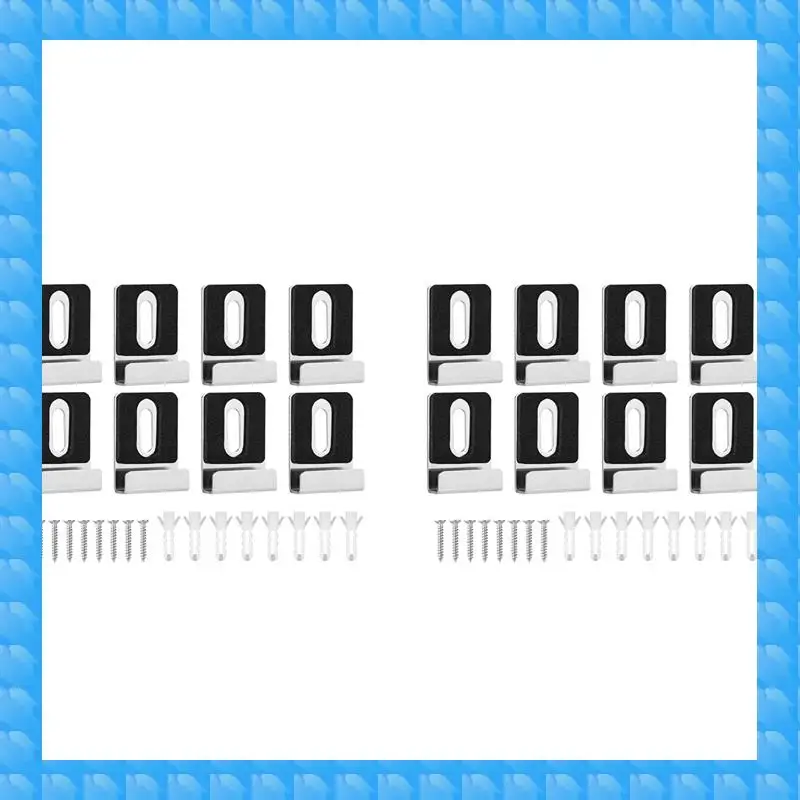 

ETRT 16 шт. комплект металлических держателей для зеркал, зажимы для зеркал с винтами, резиновые подушечки, крючки для зеркал, сверхмощная вешалка для зеркал, фурнитура, серебро