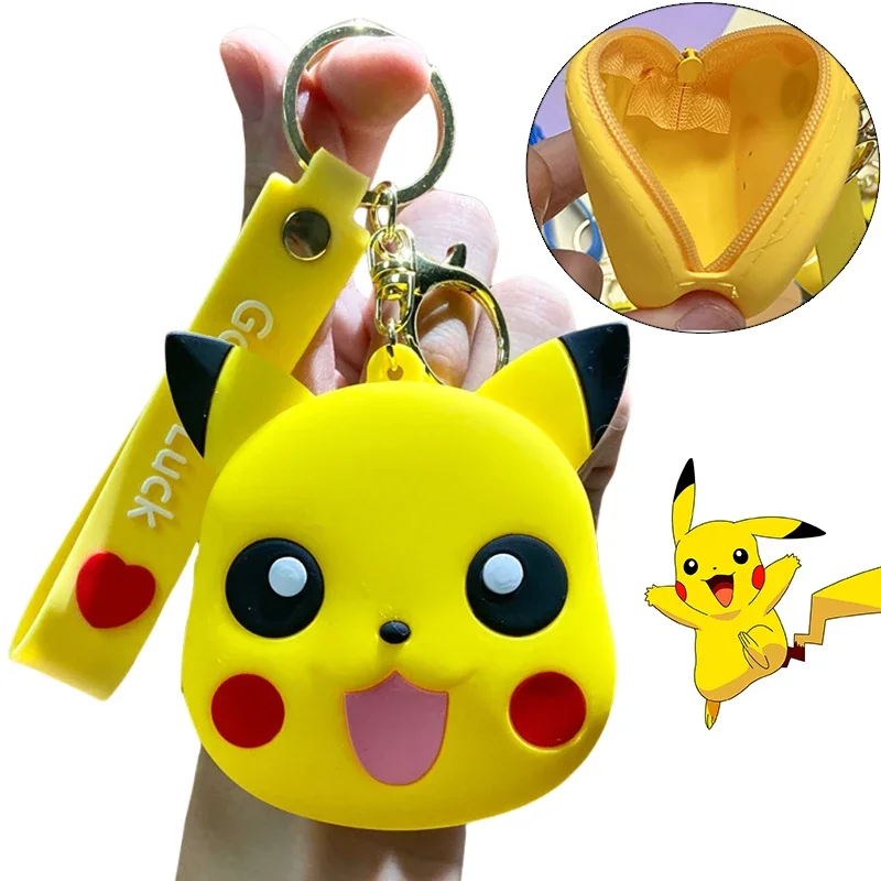 

Сумка для монет Пикачу, милая мультяшная кукла, сумка для хранения, брелок из силикагеля, кошелек для монет, кошелек для девочек, детская кавайная игрушка, подарочная сумка