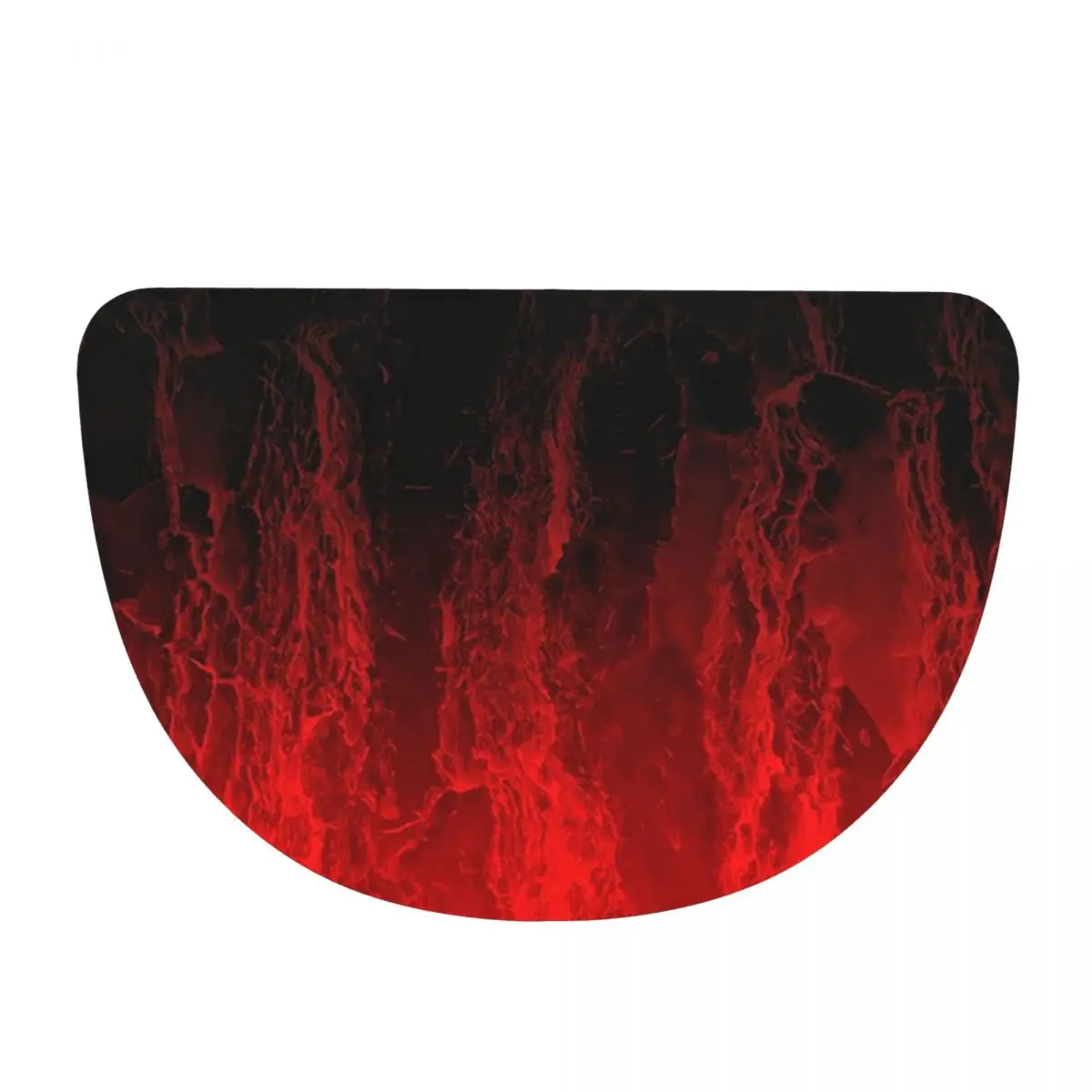Red Fire Flame Soft Flannel Half Round Doormat Non Slip Bathroom Mat Absorbent Floor Carpet for Home Bedroom