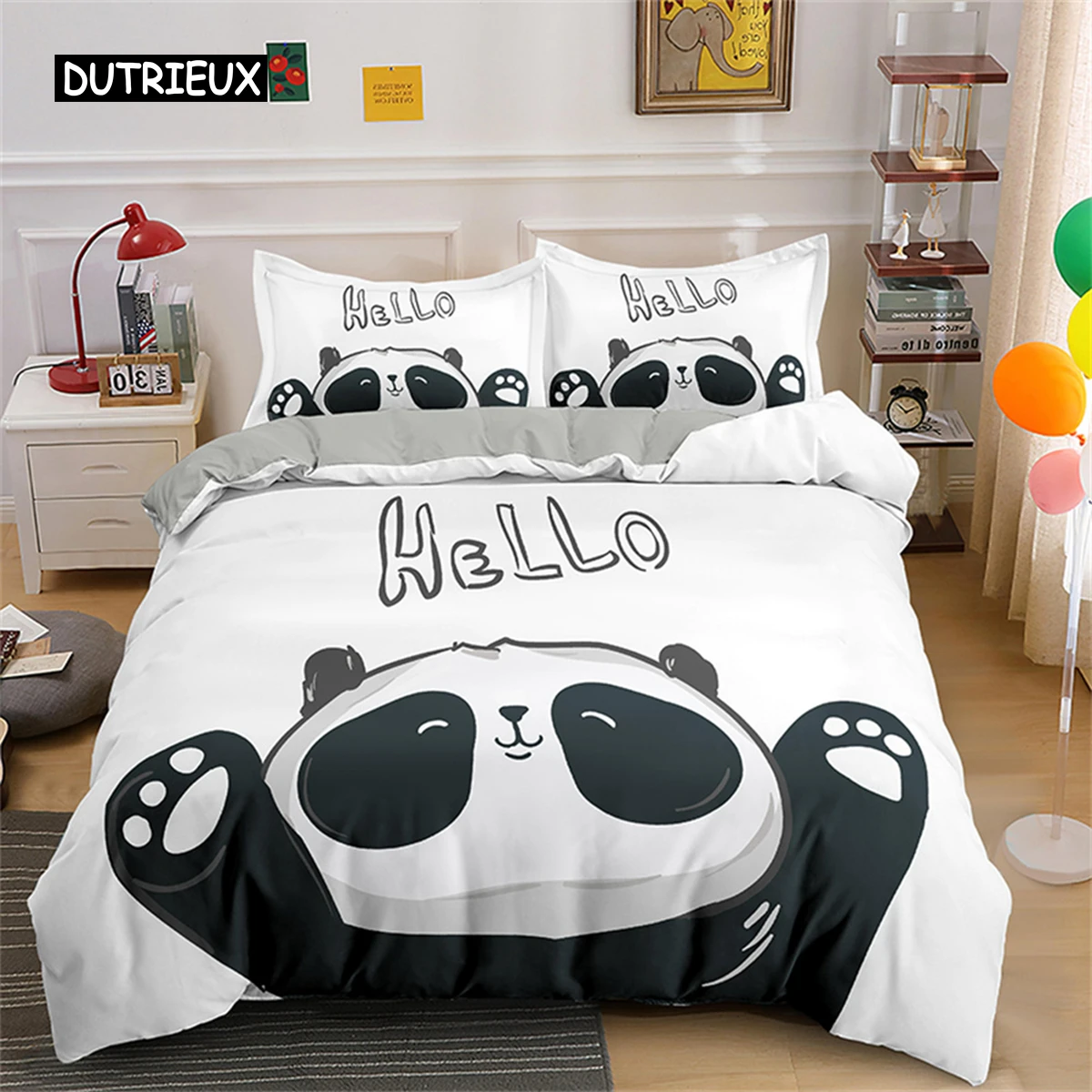 Cartoon Panda Bedding Set Cute Black White Panda Duvet Cover Animals Theme Comforter Set Home Bedroom Decor for Kids Children