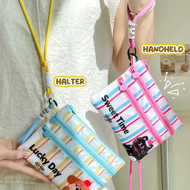 Сумка-держатель для паспорта с браслетом, многослойная сумка для хранения документов, держатель для удостоверений личности, дорожная сумка, мультяшный органайзер для кредитных карт