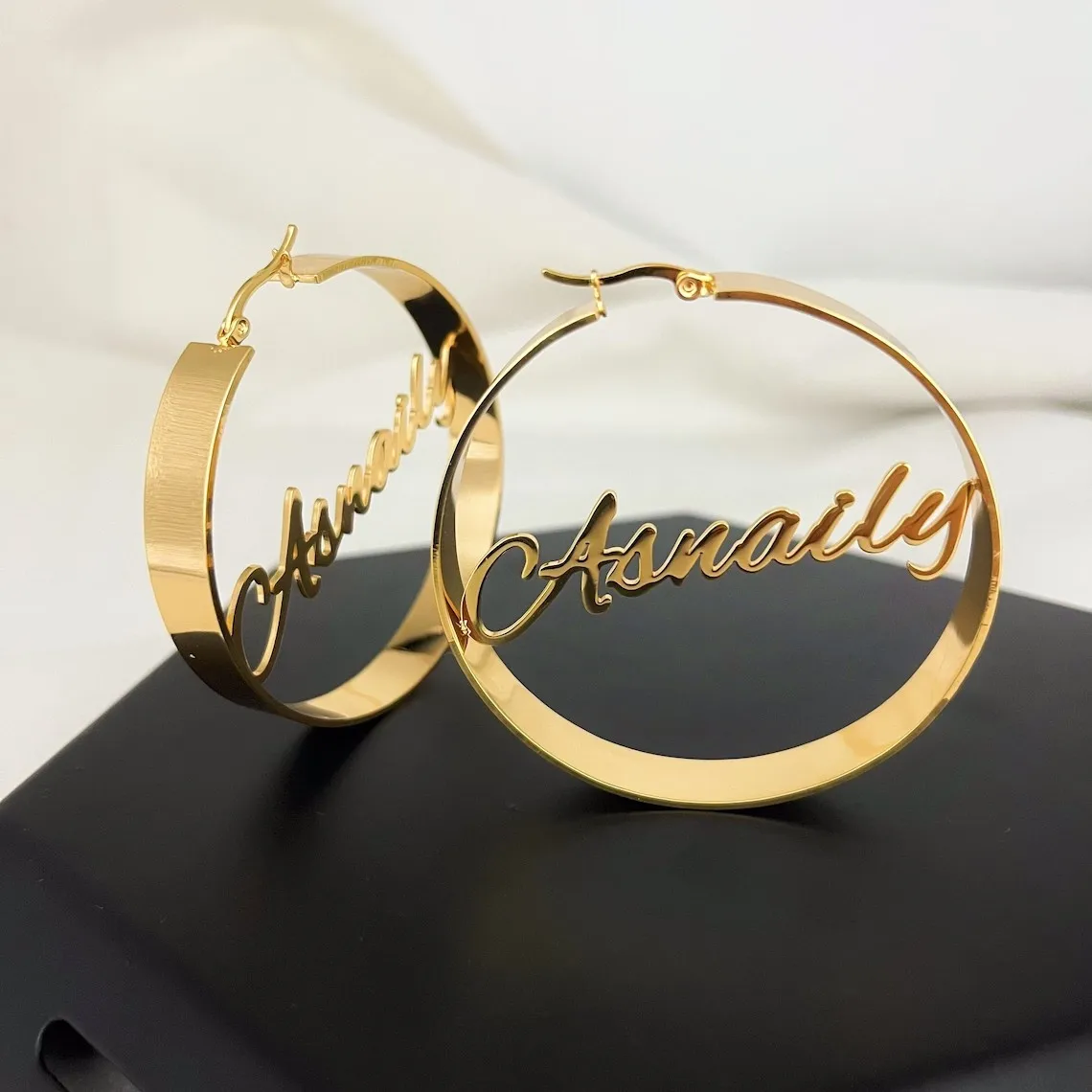 

Zciti Custom Name Hoop Welded Letter Earrings Personalized Earrings Stainless Steel Customizable Y2k Sexy Women's Jewelry Gifts