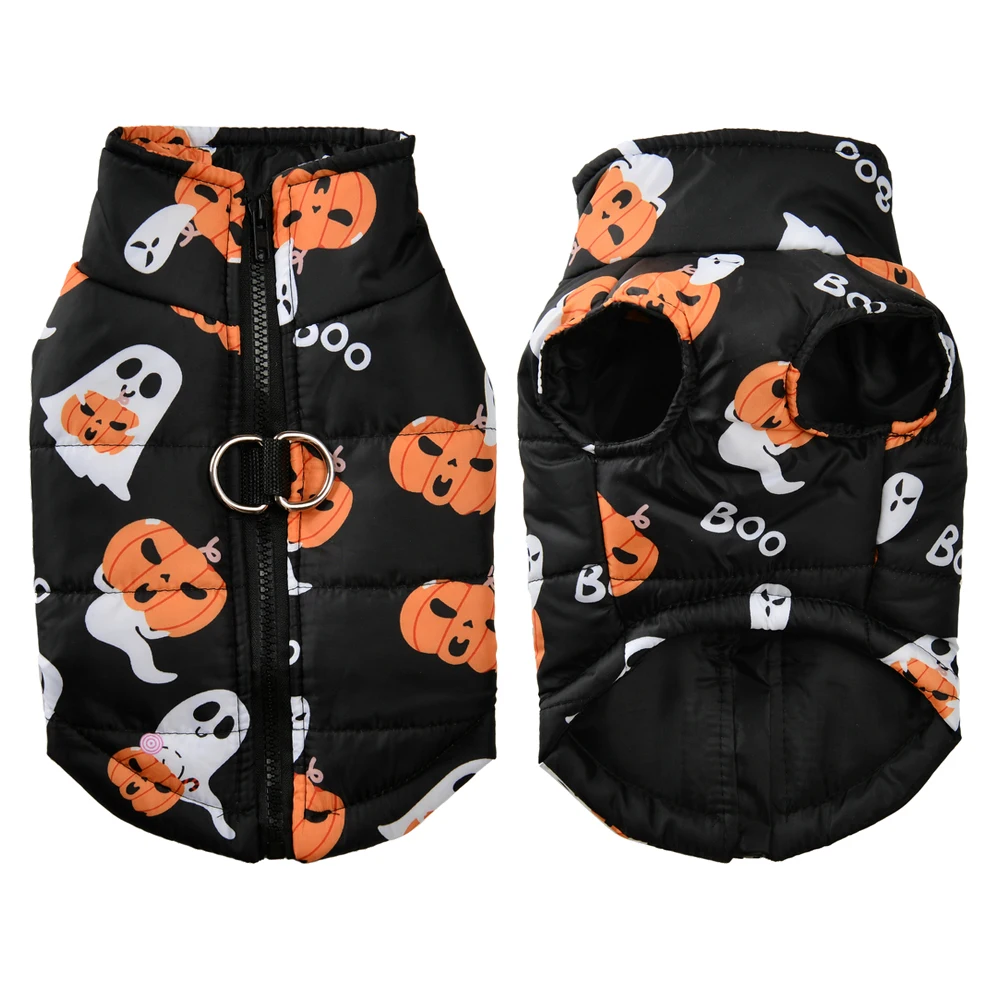 Halloween-Haustierjacke für kleine und mittelgroße Hunde und Katzen, Spinnennetz-Muster, Winter-Outdoor, wasserdicht, warm, Welpenkleidung, Yorkshire-Haustier-Outfits – Detail 8