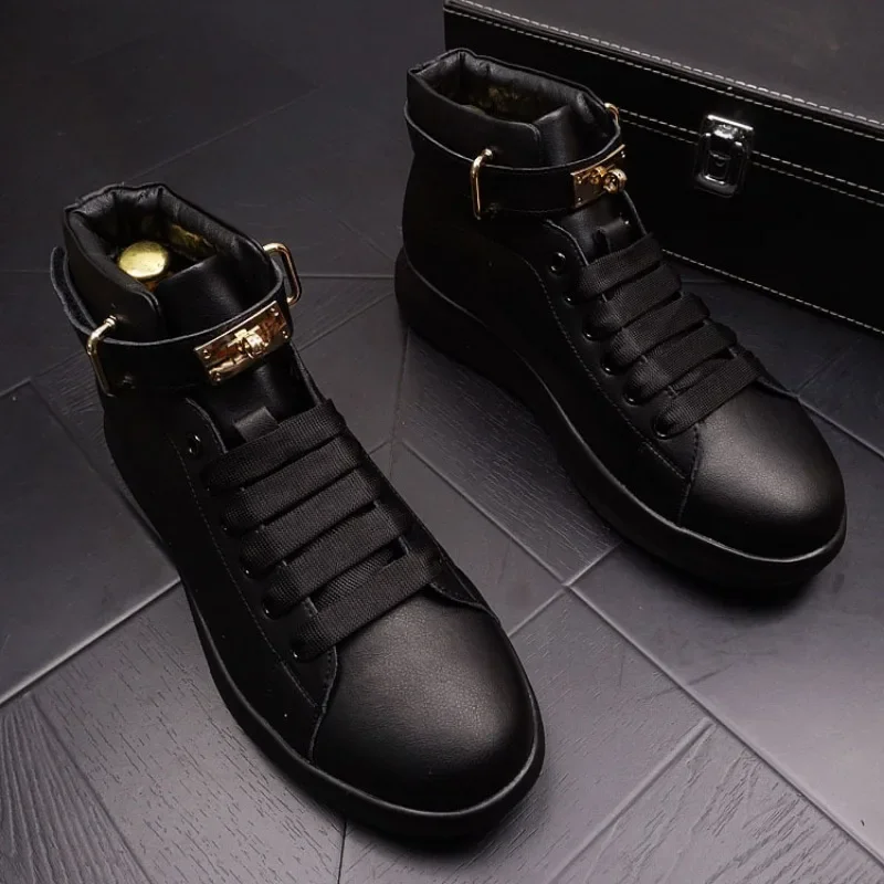 Men Genuine Leather Shoes Sneakers Mens Boots Fashion Casual Ankle Boots Man Male Platform Shoes for Men Designer Luxury Shoes