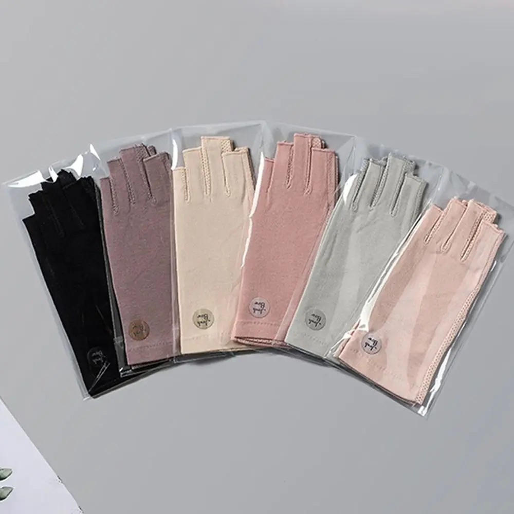 قفازات قطنية واقية من الشمس، قفازات مرنة رقيقة للحماية من الشمس، لون سادة، مقاومة للانزلاق، قفازات مضادة للأشعة فوق البنفسجية، ركوب الدراجات والقيادة والجري