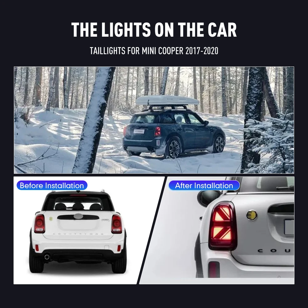 2 PCs LED Taillights Tail Light Assembly For MINI Countryman F60 2017-2020 Start-up Animation DRL Fog Reverse Brake Rear Lamps