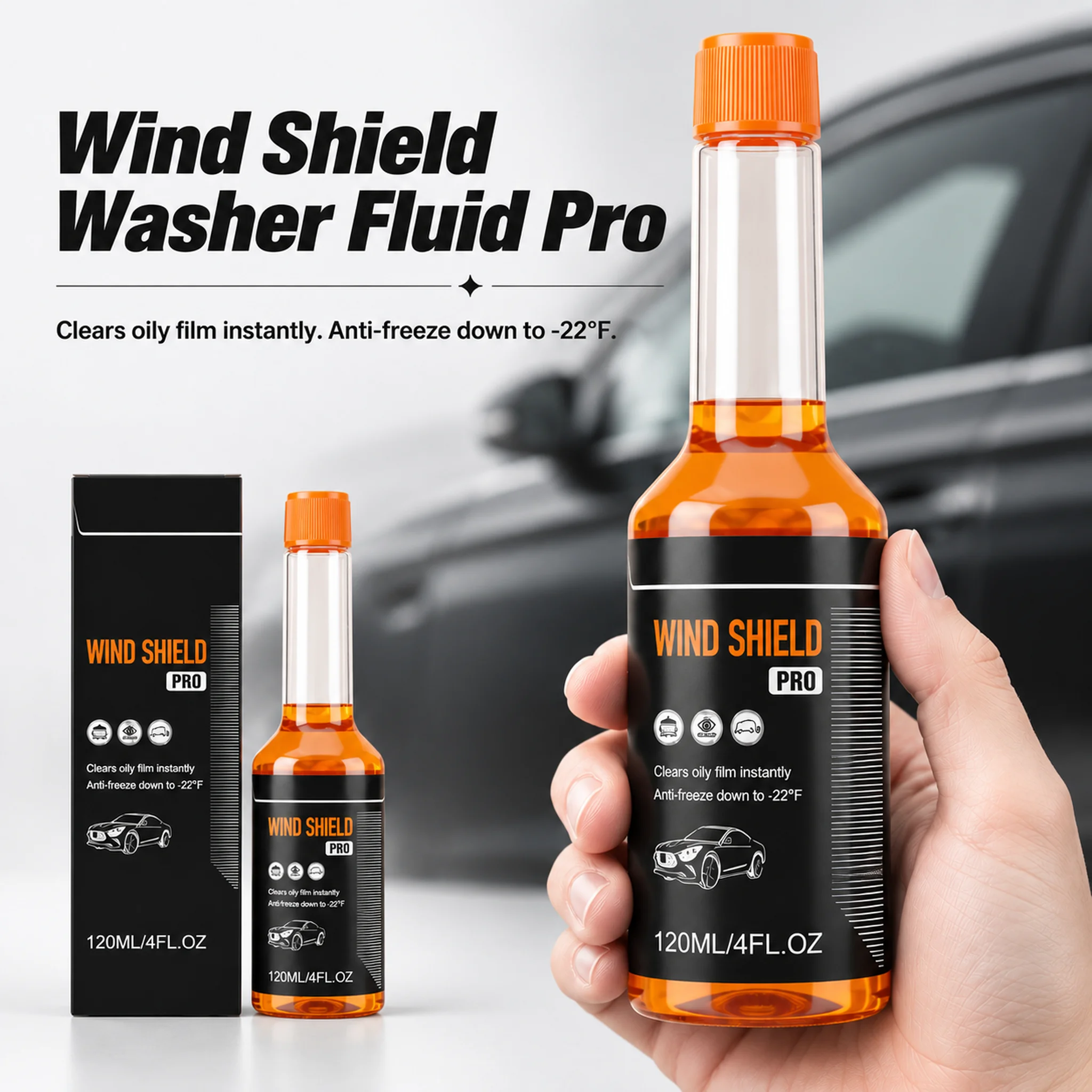 Wind Shield Washer Fluid Pro,Concentrated Windshield Oil Film Remover,Window Degreaser Safe for Glass & Wiper,Streak-Free Finish
