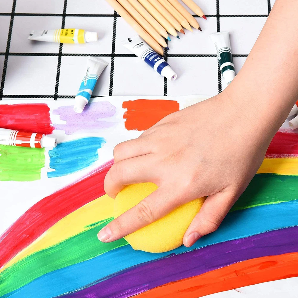 

50pcs Painting Sponge Art Supplies Lightweight Child Use Easy Dye Safe Materials Texturing Effects Round Yellow Sponges