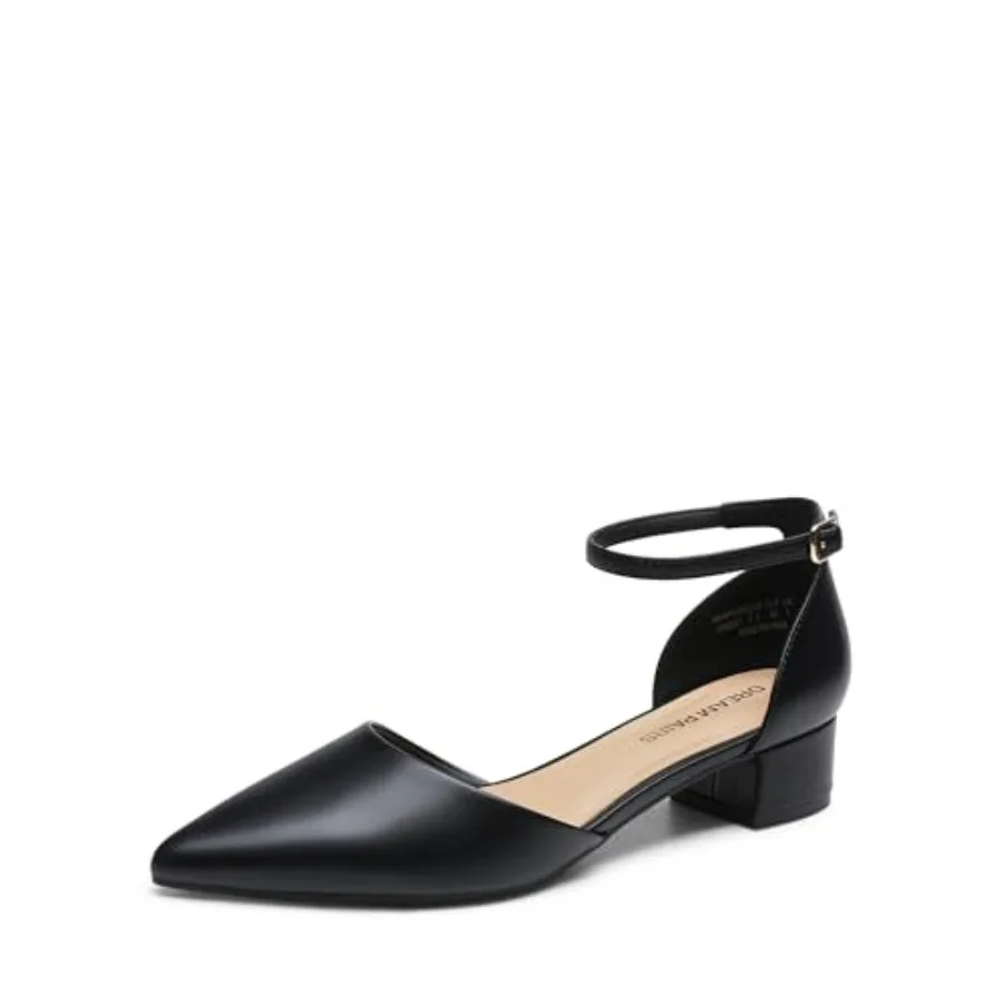 

DREAM PAIRS Women's Dress Shoes Low Heel Pumps Closed Pointed Toe Comfort Casual D'Orsay Flats Ankle Strap