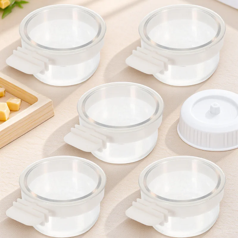 

5Pcs Bird Feeding Boxes Transparent Acrylic Hanging Cage Bowls Multi-Function Bird Food Containers Parrot Feeders