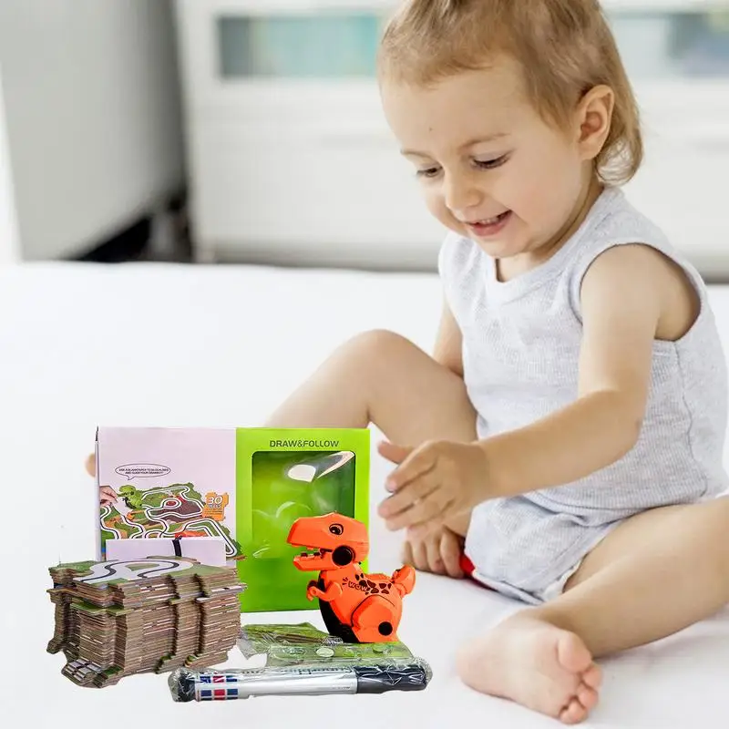 Juego de rompecabezas de pista de coche, juguetes de pista de dinosaurios para niños, juguetes educativos sensoriales para niños de 3 4 5 6 7 años