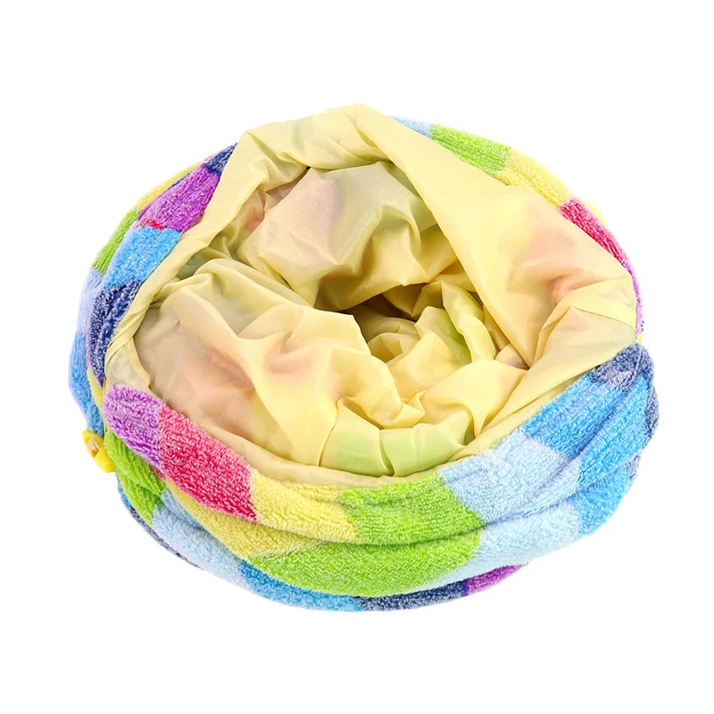 Pet Cat Tunnel Collapsible 4 Holes Indoor Outdoor Tube Kitten Funny Rainbow Tunnel Cat Pet Toy Space-Saving Cat Training Toy