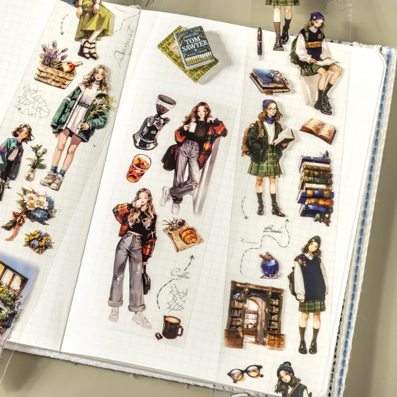 1 لفة/2 لفة PET الشريط لونا باريس رحلة سلسلة السفر موضوع المشهد الكولاج الديكور الأصلي 60 مللي متر * 2 متر