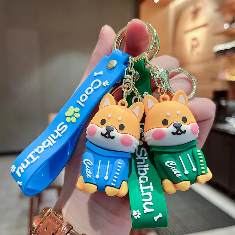 Personality Pvc Soft Rubber Shiba Inu Three-Dimensional Figure Car Key Chain Hanging Accessories Hanging Goods Wholesale