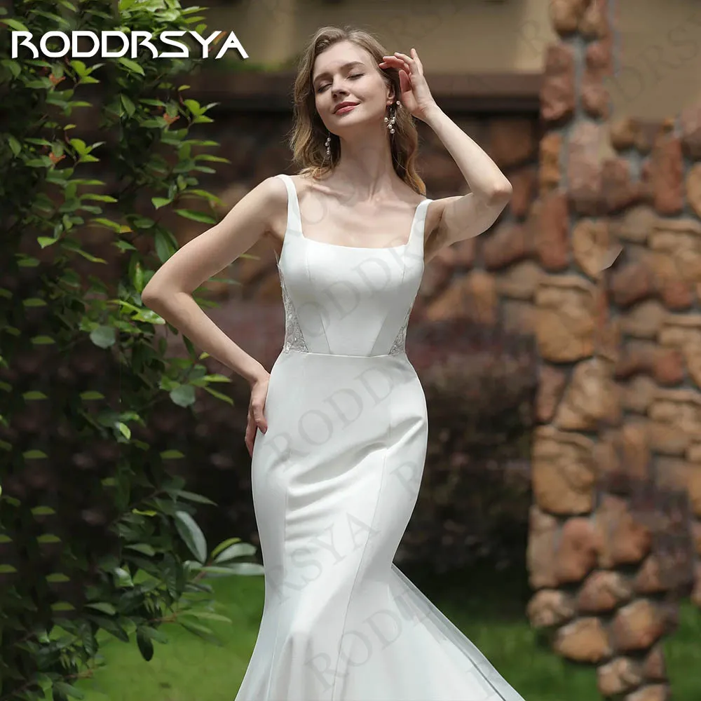 RODDRSYA-vestidos De novia De sirena para mujer, mangas abullonadas desmontables, apliques De cuello cuadrado, sin espalda, 2024 Vestidos De Novia Para Mujer 2024 Sirena  Mangas desmontables Puff Applique  Cuello Cuadr