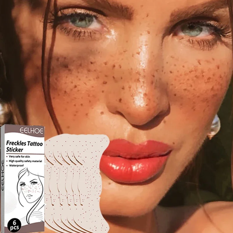 6pcs/box Face Fake Freckles Tattoo Sticker Freckle Makeup Patch Waterproof Long-lasting Natural Freckle One-time Tattoo Stickers