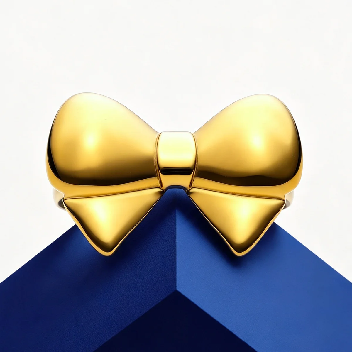 Oversized 3D Puffy Bow Stainless Steel Women Open Ring Adjustable Fashion Trendy Statement Jewelry Gift Daily Wear Dropshipping