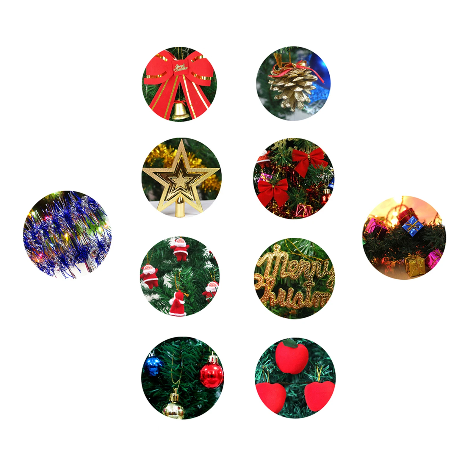 

25Pcs Christmas Tree Set Mini Solid Wood Base LED Spherical Lights Xmas Party Decoration Desktop Ornament Festive