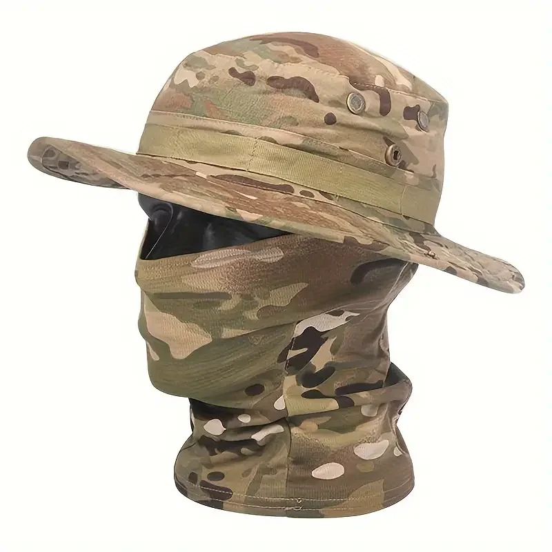 

Camouflage Boonie Cap Balaclava Hat Suit Foldable Soft Hat Outdoor Hunting Fishing Wide Brimmed Hat Sunscreen Caps
