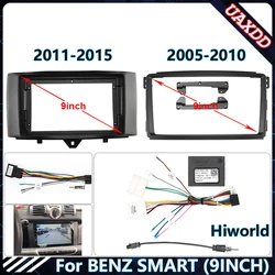 Car Radio Fascia Frame For2005-2015 BENZ SMART 9INCH Stereo Panel Wire Harness Power Cable Adapter