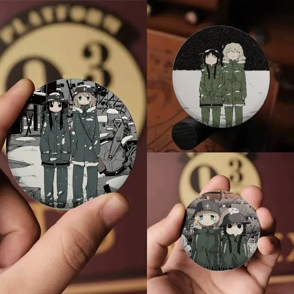 Значки в стиле аниме для девочек Last Tour, круглый лазерный значок в стиле аниме, мультяшная брошь, одежда, аксессуары для рюкзака, лацкан
