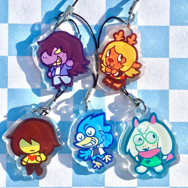 DeLtaruneAcrylic Charms Cute Chibi Game Character Phone Lanyard Keychain Undert Fans Collectible Backpack Pendant Gift