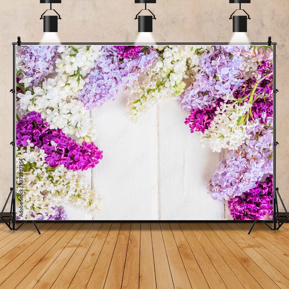 

Sheng Yong Bao Art Fabric Photography Backdrop Simulated Flowers and Wooden Board Photography Studio Background WYY-19