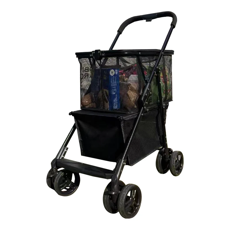 Shopping Trolley with Foldable Design and Detachable Basket, Portable and Durable Cart for Home, Grocery and Outdoor Use