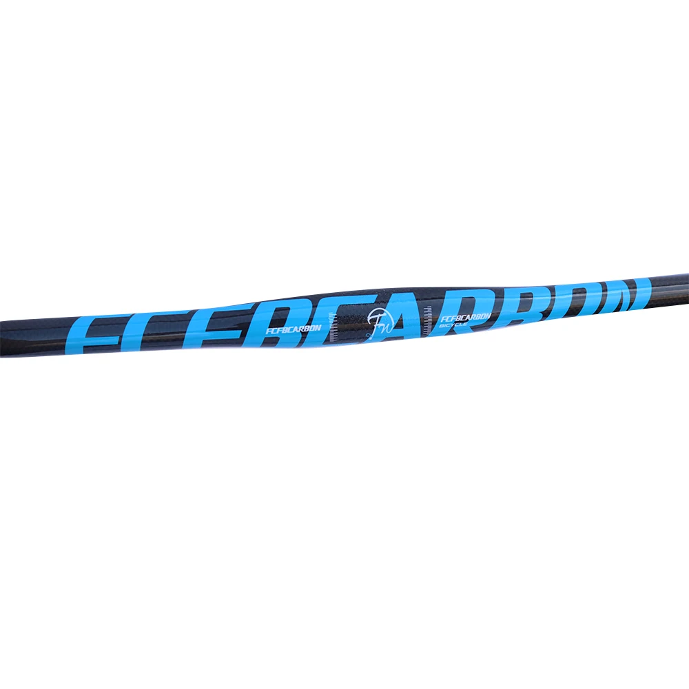 FCFB niebieska kierownica rowerowa MTB uchwyt rowerowy z włókna węglowego Riser prosta/płaska kierownica 25.4*380/400/420/440/460/480/500/520-700mm — zdjęcie 5