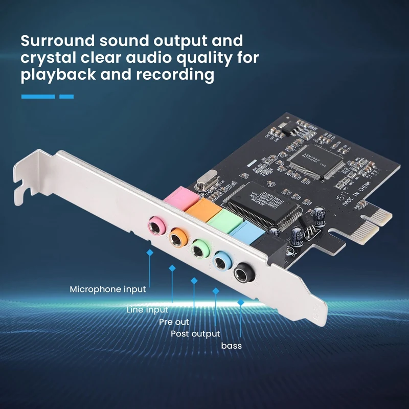 Pcie Sound Card 5.1, PCI Express Surround Card 3D Stereo Audio With High Sound Performance PC Sound Card CMI8738 Chip