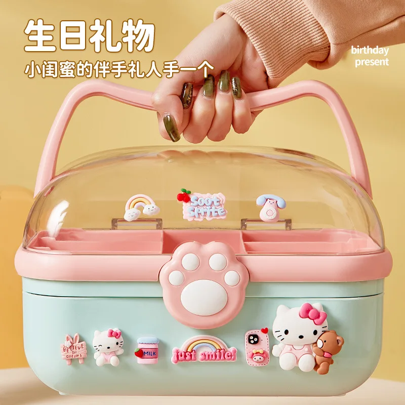 

Anime Kawaii Sanrio Hello Kitty Cute Cartoon Children's Hair Accessories Storage Box Headband Hairpin Rubber Band Jewelry Box