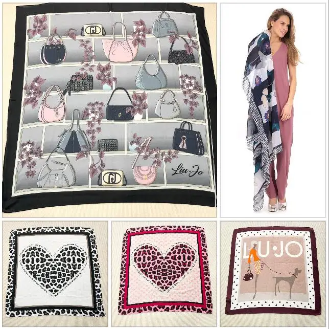 Italian Foreign Trade Original Liu Jo New Scarf Summer Thin Soft Sunshade Square Scarf Printed Multiple Scarves and Shawls