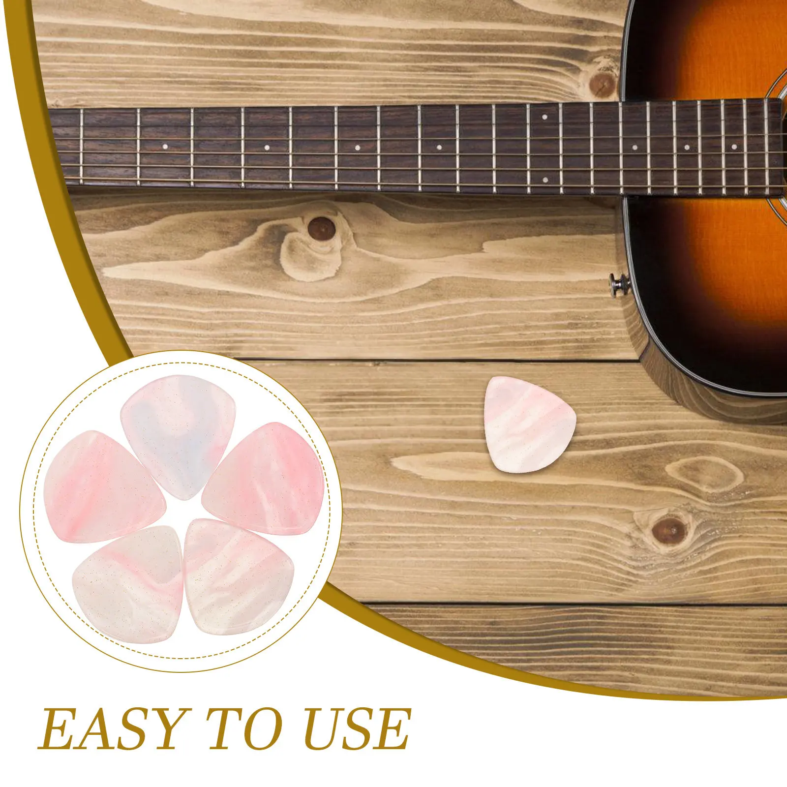 5Pcs Guitar Picks Resin Heart Shape Smooth Fast Playing Electric Bass Acoustic Ukulele Plectrum Stylish Stage Practice Reliable