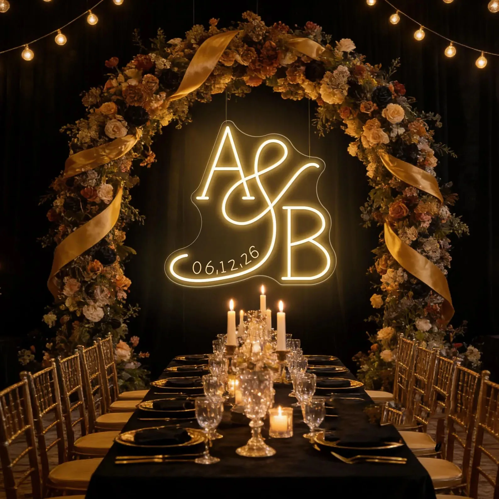 Custom Initials Name With Date Neon Sign,Minimalist Wedding Initials Neon Sign,Wedding Party Backdrop Wall Decor,Wedding Gifts