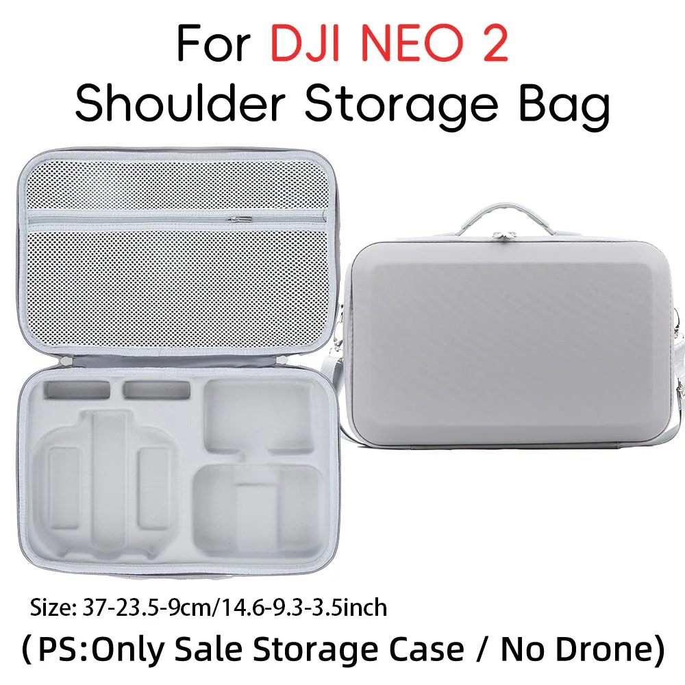

Storage Case For DJI Neo 2 Fly More Combo Large-capacity PU Organizer Bag With Shoulder Strap Black/Gray