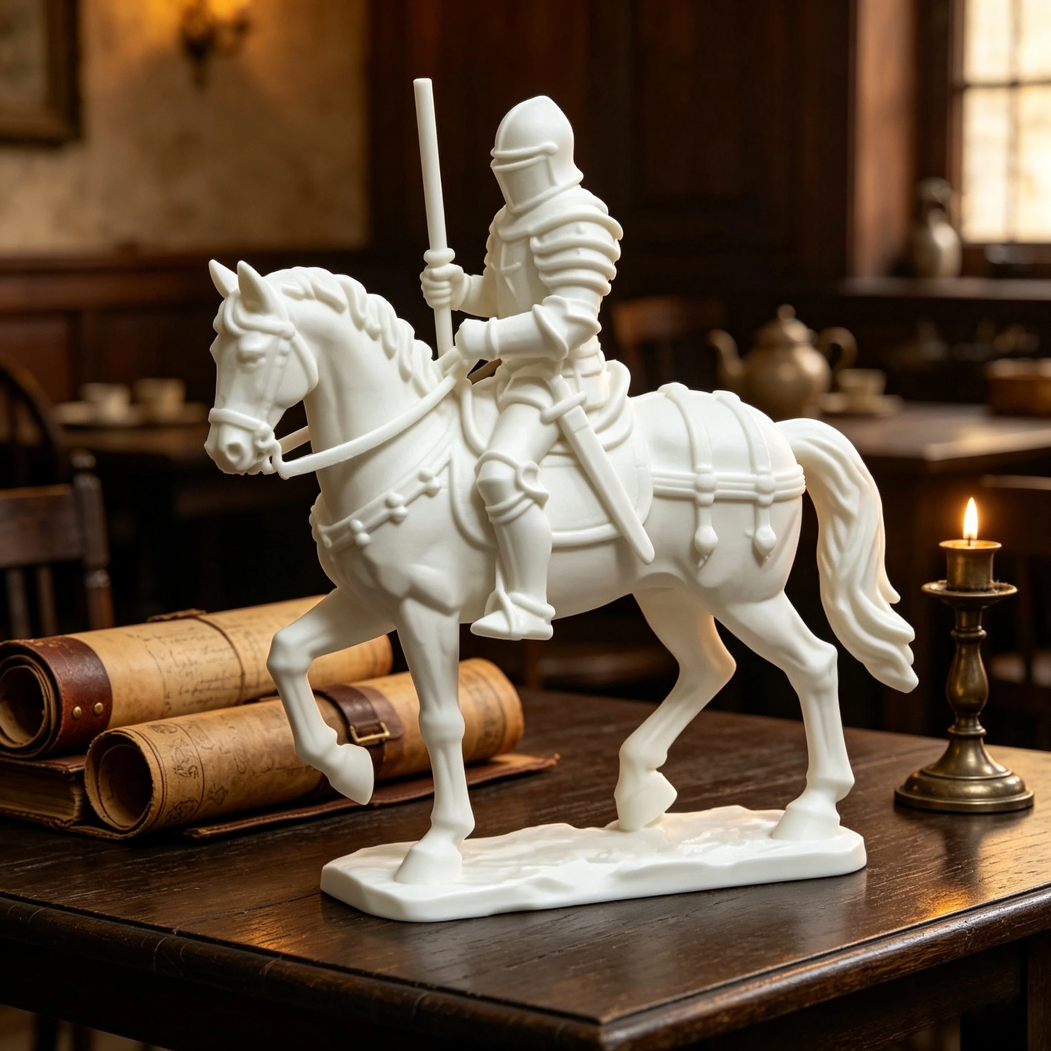 Medieval Knight On Horseback Statue Armored Warrior Riding Horse Figurine Collectible Historical Sculpture Ornament Gift