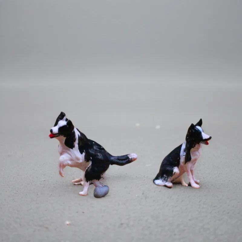1:64 Scale Miniature Border Collie Outdoor Scene Versatile Model Sandbox Photography Props Figurine Simulated Puppy