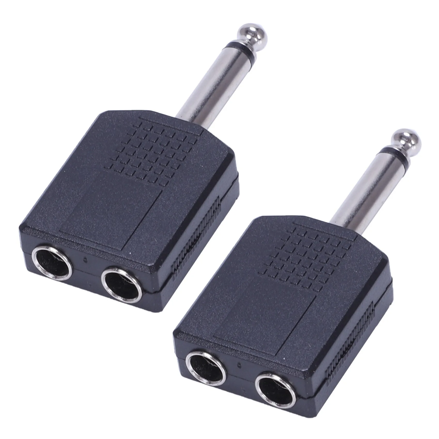 JABS-2X สีดำ 6.35 1/4 นิ้ว หัวต่อแบบตัวผู้เป็นแบบตัวเมียคู่ สายโมโน Y สำหรับเครื่องเสียง PA อะแดปเตอร์สายสัญญาณเสียง