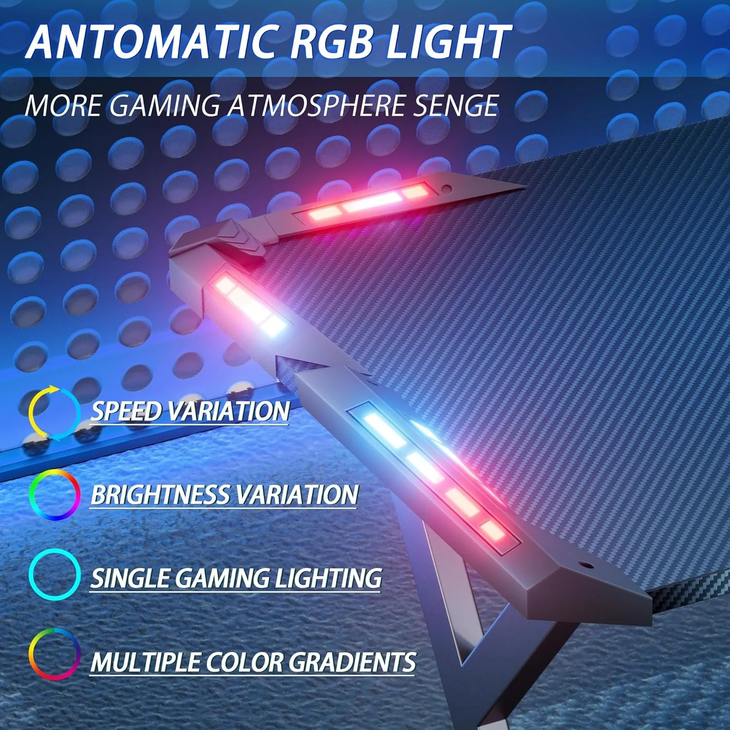 مكتب ألعاب مقاس 40 بوصة مزود بمصابيح LED، ومكتب كمبيوتر للمكتب المنزلي، وطاولة كمبيوتر مريحة #4