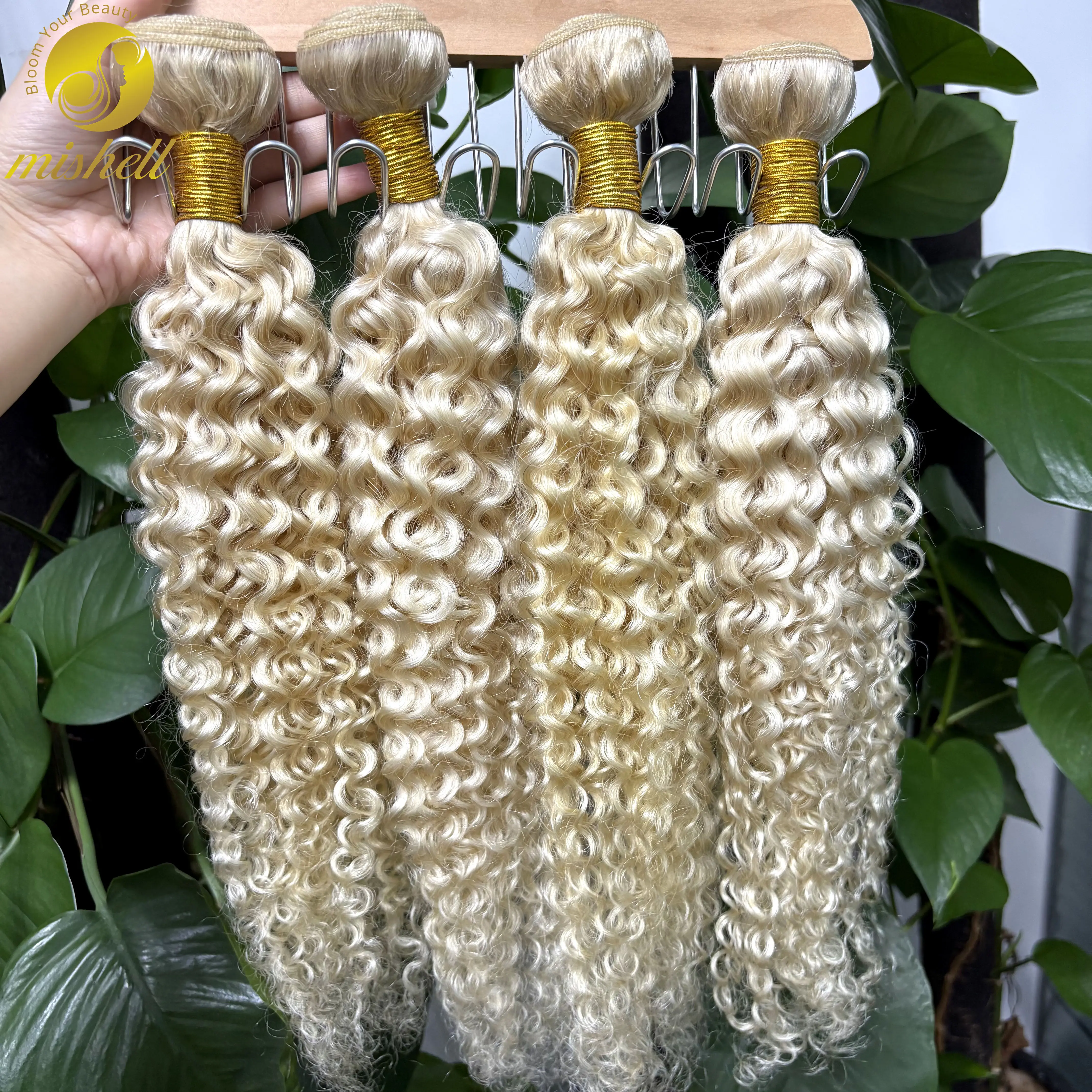 

12А 613 # Блондинка Джерри вьющиеся пучки человеческих волос бразильские Remy 24 26 дюймов необработанные глубокие волны вьющиеся человеческие волосы для женщин