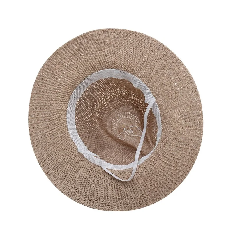 Mens Ladies Foldable Straw Panama Style Sun Hat Summer Beach Floppy