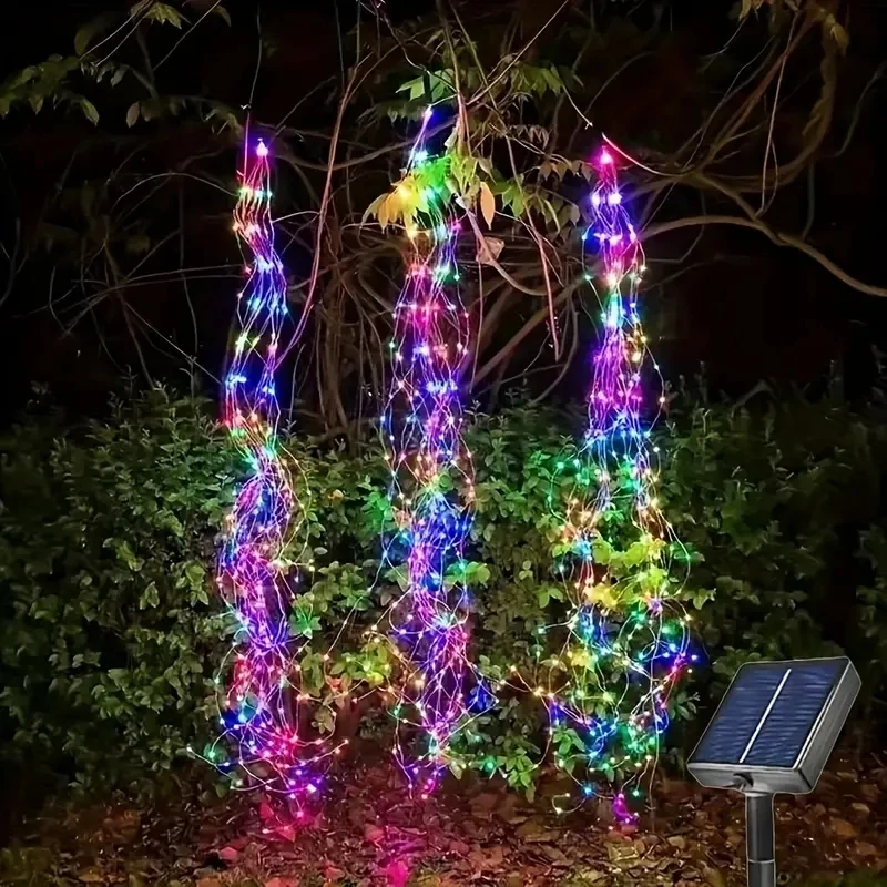 

2M Solar Powered LED Branch Lights With Copper Waterproof Waterfall Light For Garden Party Outdoor Christmas Tree Decoration