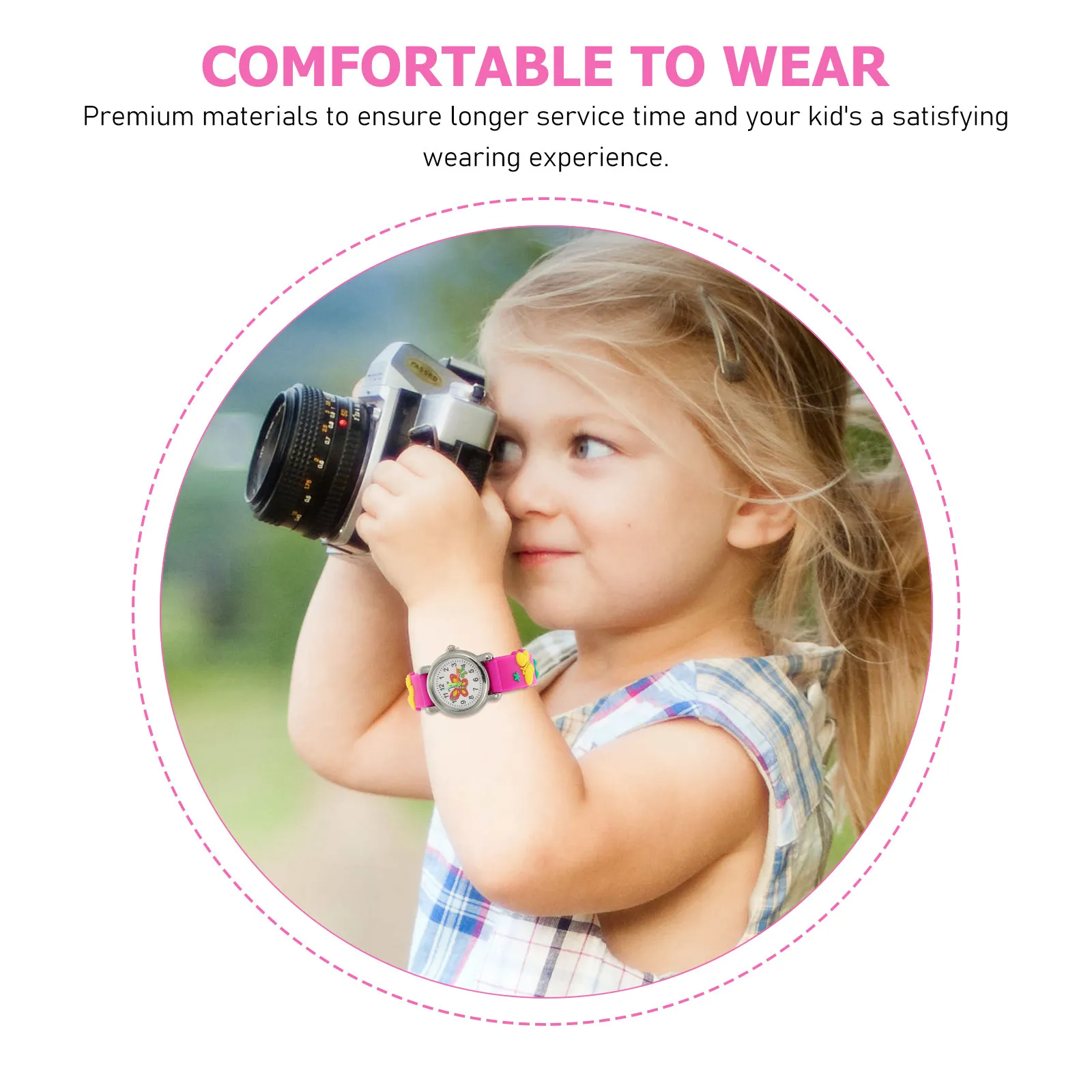 Cartoon Butterflies Children Watch Soft Skin Friendly Band Easy Read Analog Wristwatch for Kids Girls Toddlers Students Watch